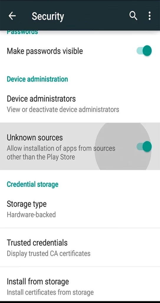 Autorizar instalação do aplicativo MegaPari no Android
