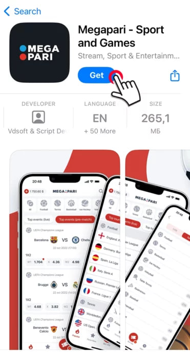 Baixar e instalar o aplicativo MegaPari no iOS